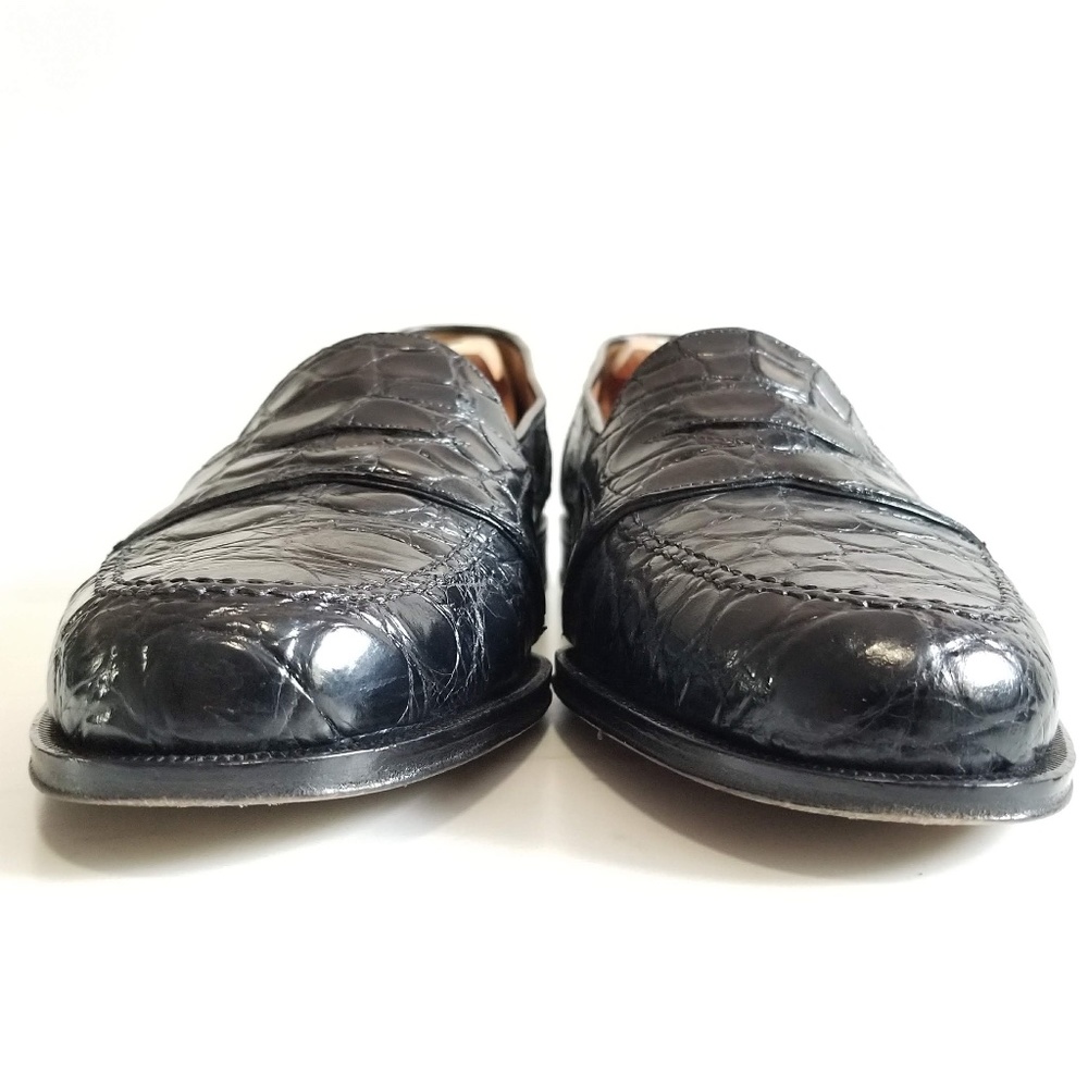 Maus & Hoffman Black Crocodile Slip Ons Loafers - Picture 5 of 8